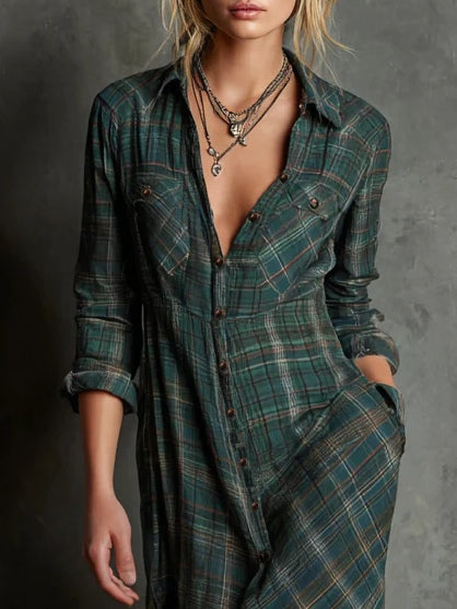 Plaid Check Maxi Dress