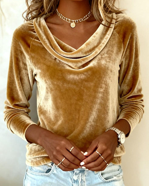Velvet Cowl Neck Top